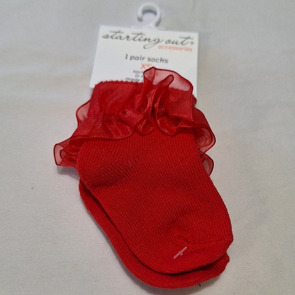 Starting Out Red Ruffle Baby Socks - Picture 2 of 3